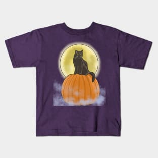 Full Moon, Black Cat Kids T-Shirt